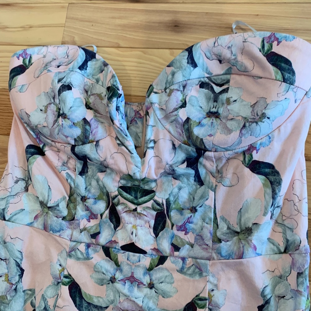 ASOS floral cream midi dress size 6 pink wedding